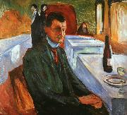 Edvard Munch Self Portrait with a Wine Bottle China oil painting reproduction